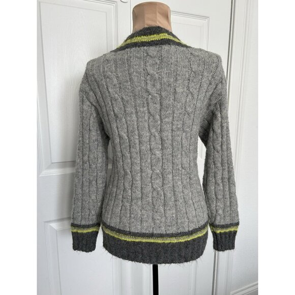 Line + Dot Womens Button Front Striped Trim Cardigan Sweater Gray Green Sz XS - Picture 3 of 10
